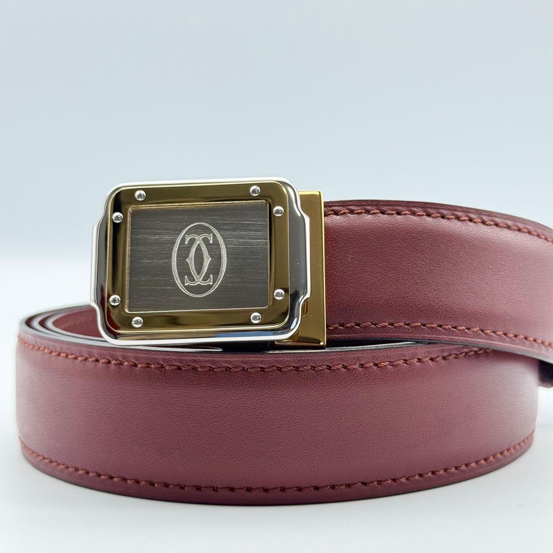 ✨未使用級✨カルティエ ベルト マストライン 本革 箱付 ゴールド金具 ボルドー