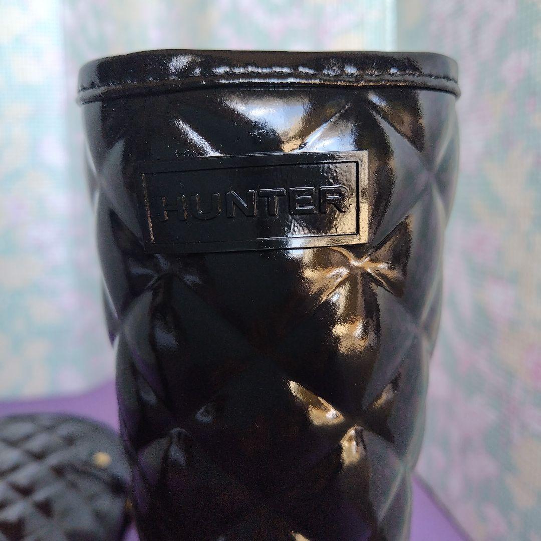 キルティングデザイン ブラックロングブーツ