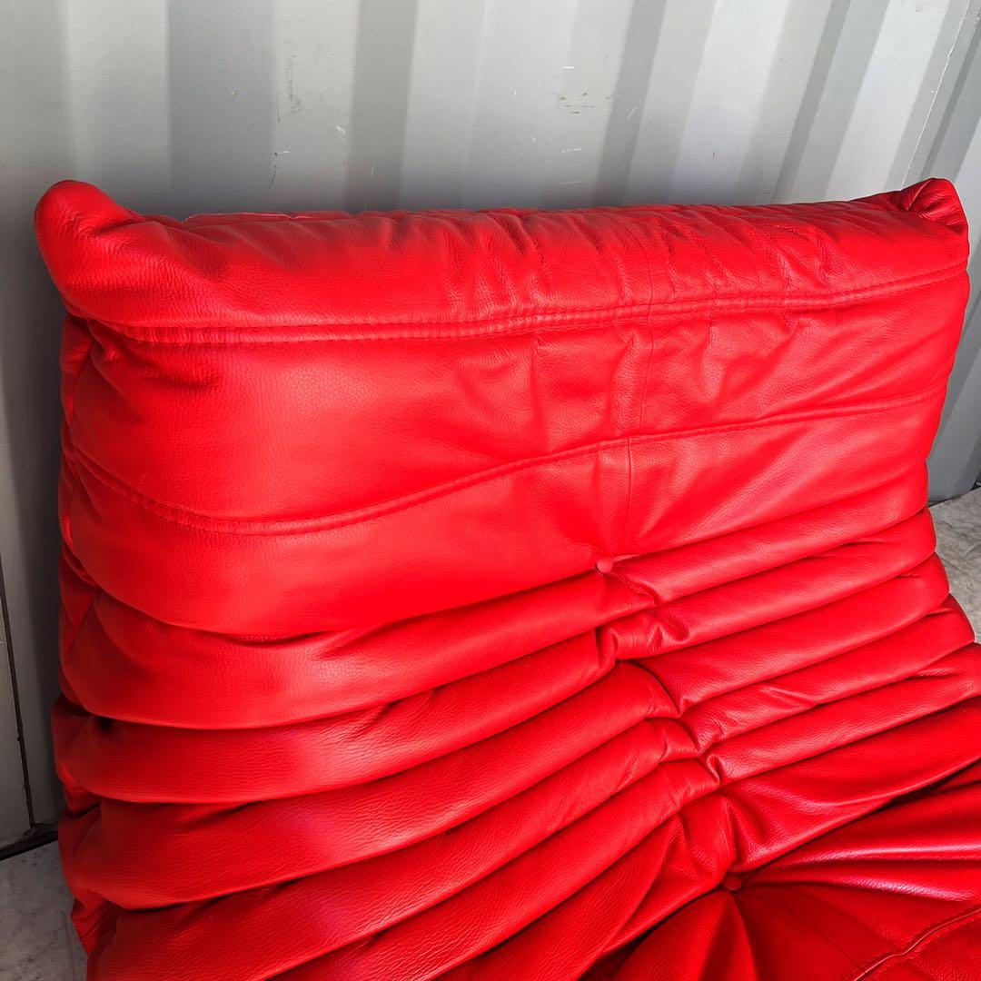 取付無料！リーンロゼ フランス トーゴ レッドレザー 本革シングルソファ✨