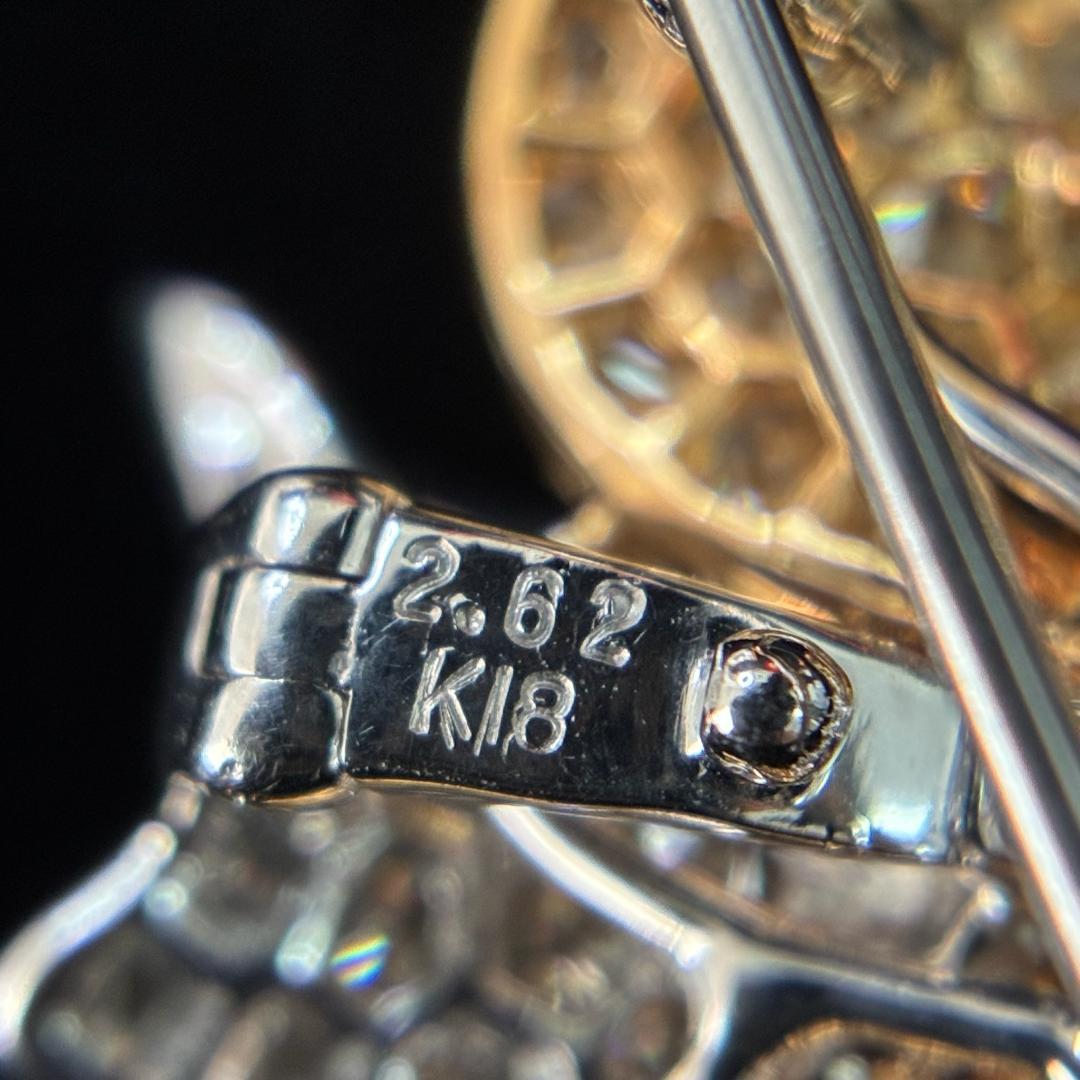 Mioya ！K18 豪華 ダイヤモンド 花びらモチーフ ブローチ