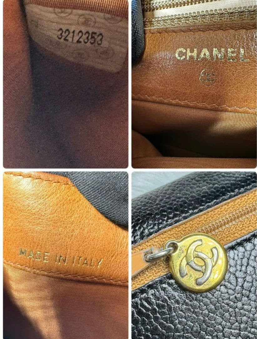 CHANEL シャネル　キャビアスキン　レザー　ブラック　黒　財布