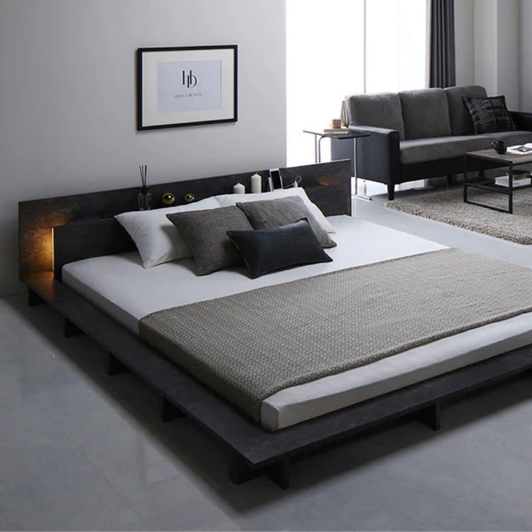 【ぷりん】『RELAIR リレア』 ダブルベッドフレーム ストーングレー