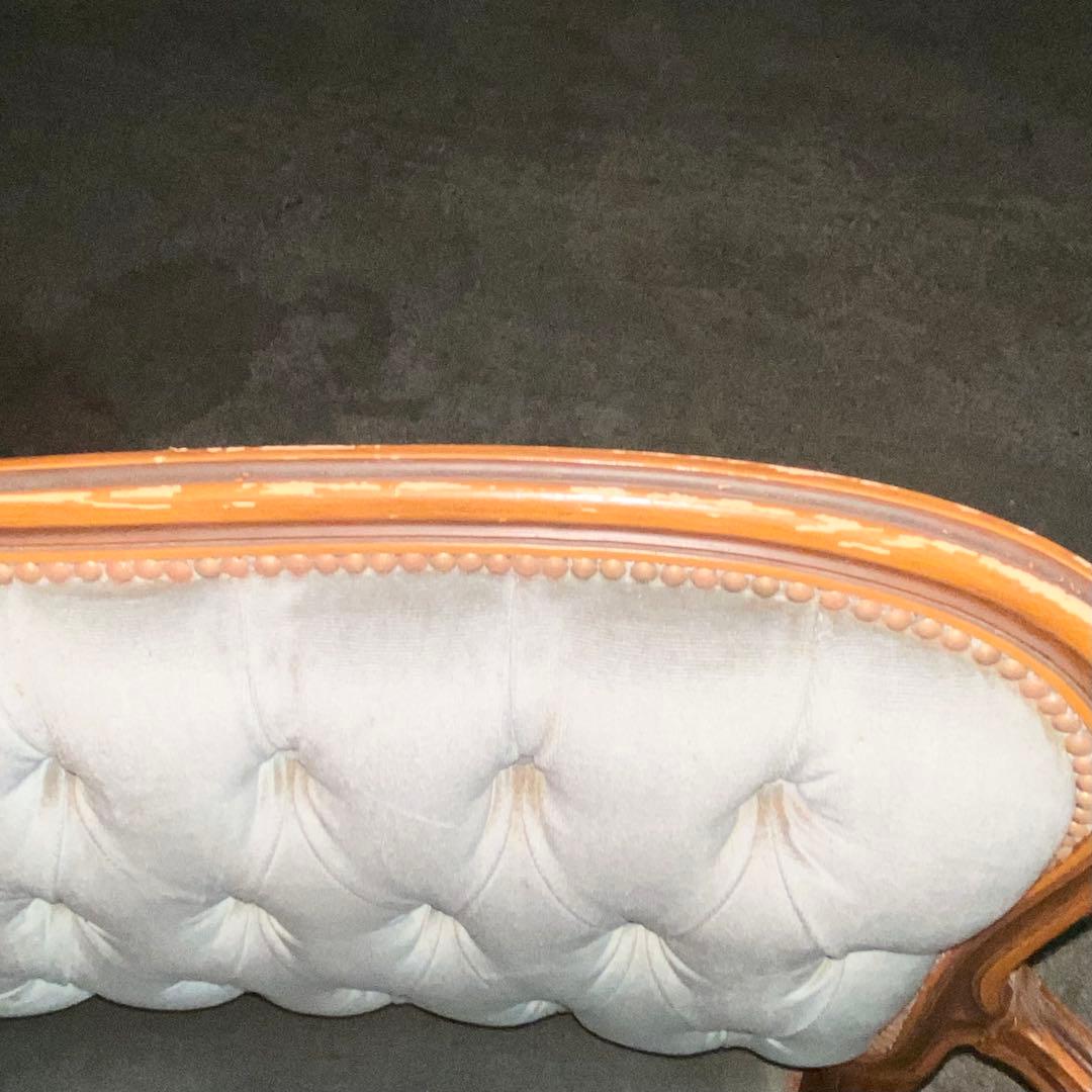 イタリア発！ブルーグレーが素敵 アンティーク ロココ調 ソファ 2人掛け