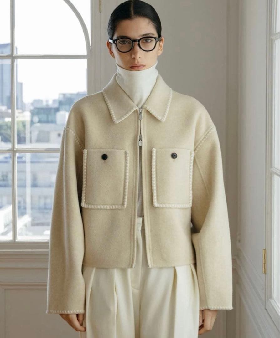 ジャケット・アウター WOOL EMBROIDERY SHORT ZIP JACKET