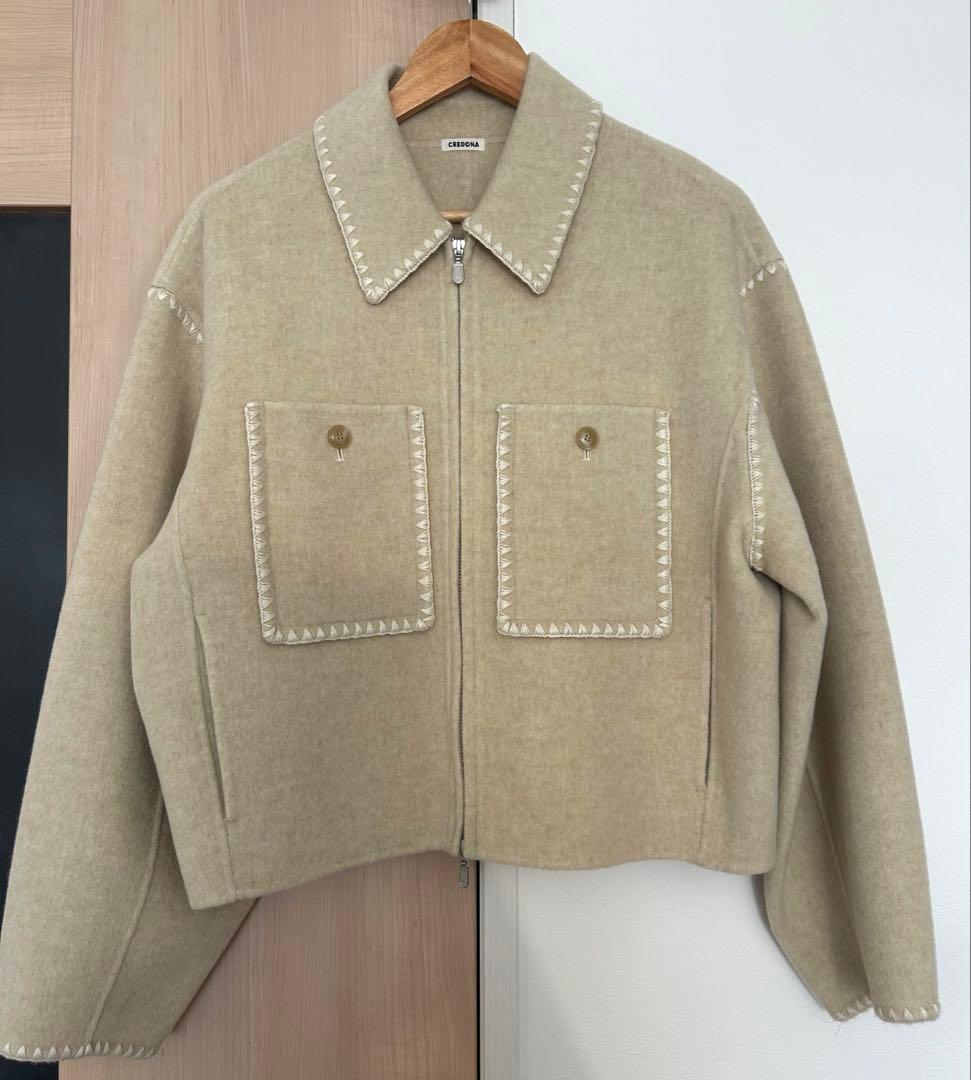ジャケット・アウター WOOL EMBROIDERY SHORT ZIP JACKET