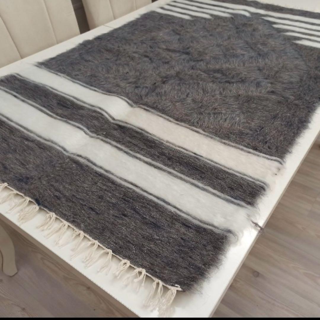 新品　80 x 130　グレー　ヤギの毛バッターニエ