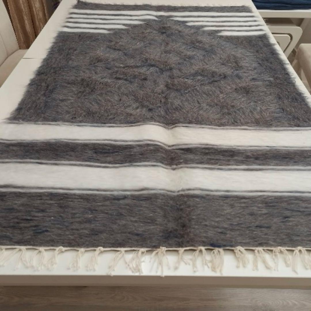 新品　80 x 130　グレー　ヤギの毛バッターニエ