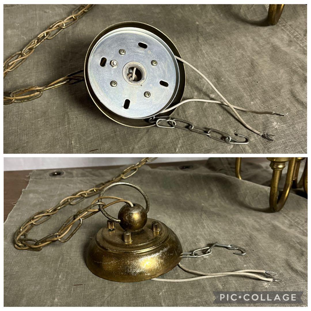 ビンテージ◾️4灯 天井照明 ゴールドフレーム ペンダントライト シャンデリア B