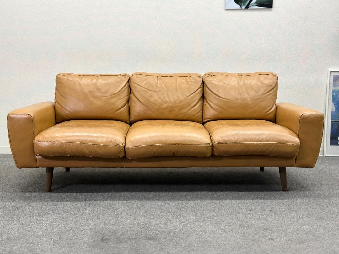 ■unico/ウニコ■MOLN/モルン　レザーソファ　3人掛け　ブラウン　本革