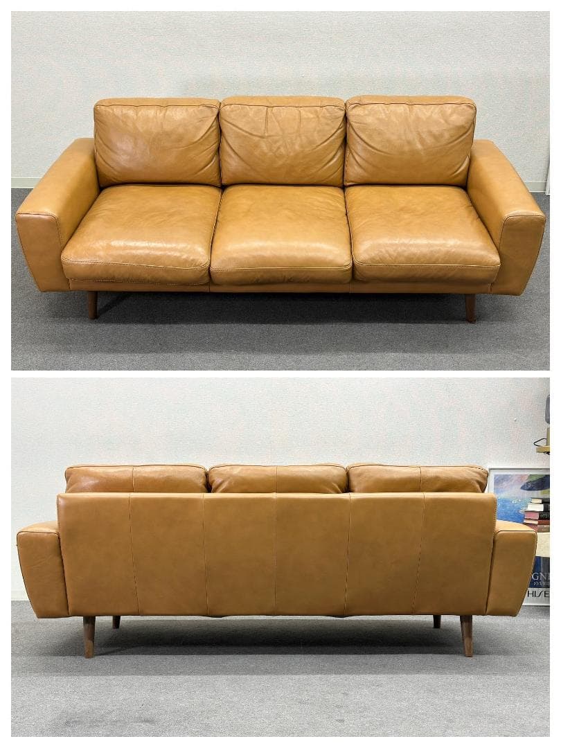 ■unico/ウニコ■MOLN/モルン　レザーソファ　3人掛け　ブラウン　本革