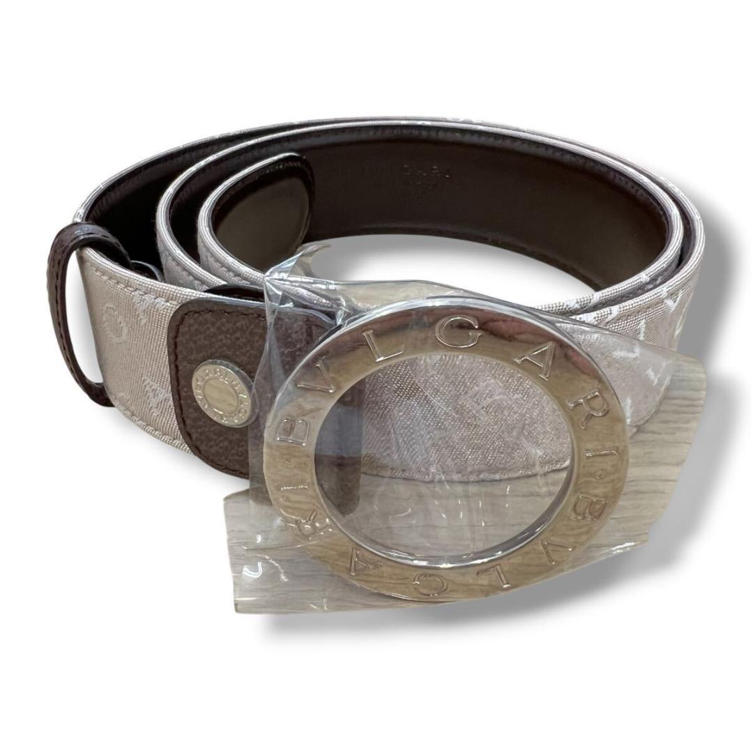 ☆BVLGARI ブルガリ ベルト ベージュ シルバー金具 サークル