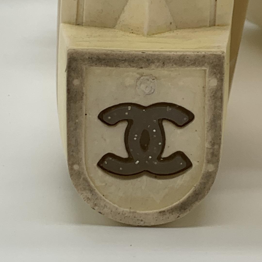 シャネル カメリア装飾 ココマーク ラメ レインブーツ サイズ39 ホワイト