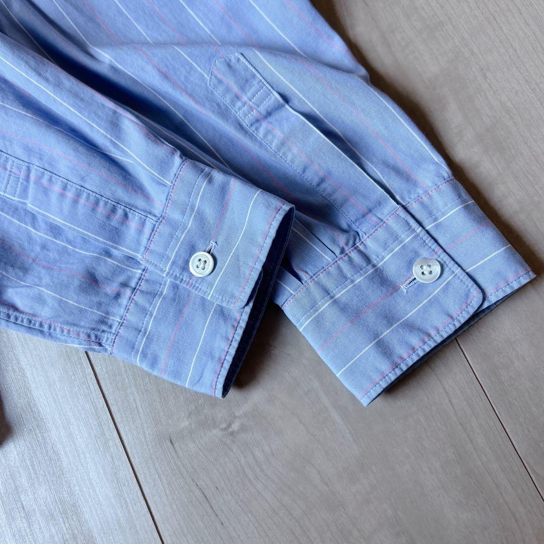 極美品＊トリココムデギャルソン 丸襟 ブルーストライプ 長袖シャツ AD1998