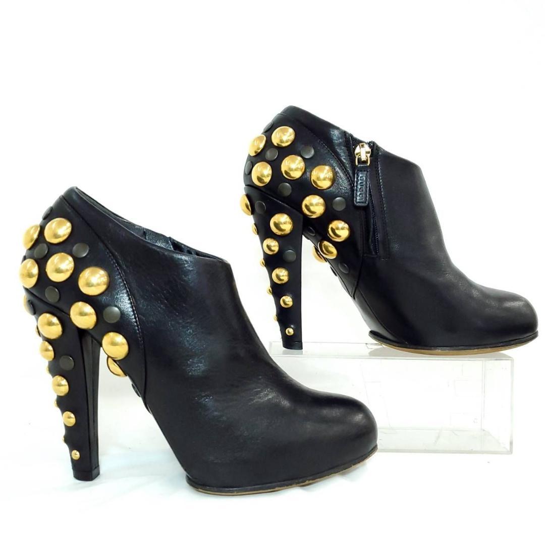 グッチ　美品　スタッズ　サイドジップ　ブーティ　本革　レザー　EU37
