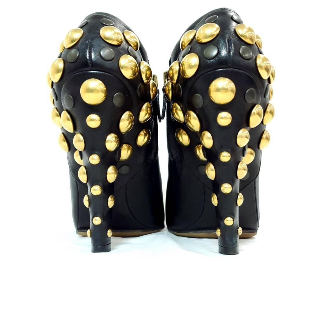 グッチ　美品　スタッズ　サイドジップ　ブーティ　本革　レザー　EU37