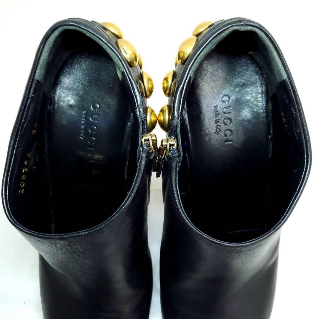 グッチ　美品　スタッズ　サイドジップ　ブーティ　本革　レザー　EU37