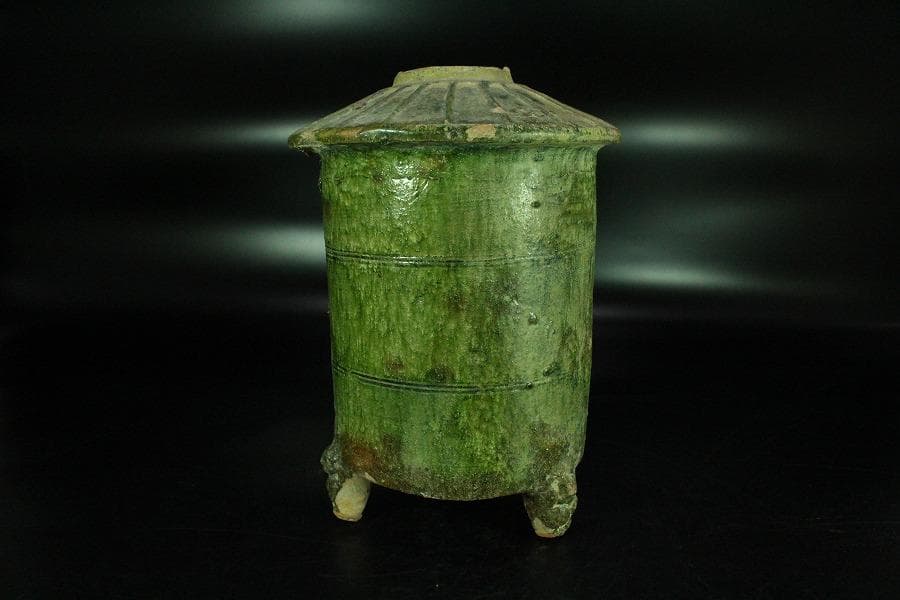 中国美術 緑釉 菌 後漢 時代物(K-A357)