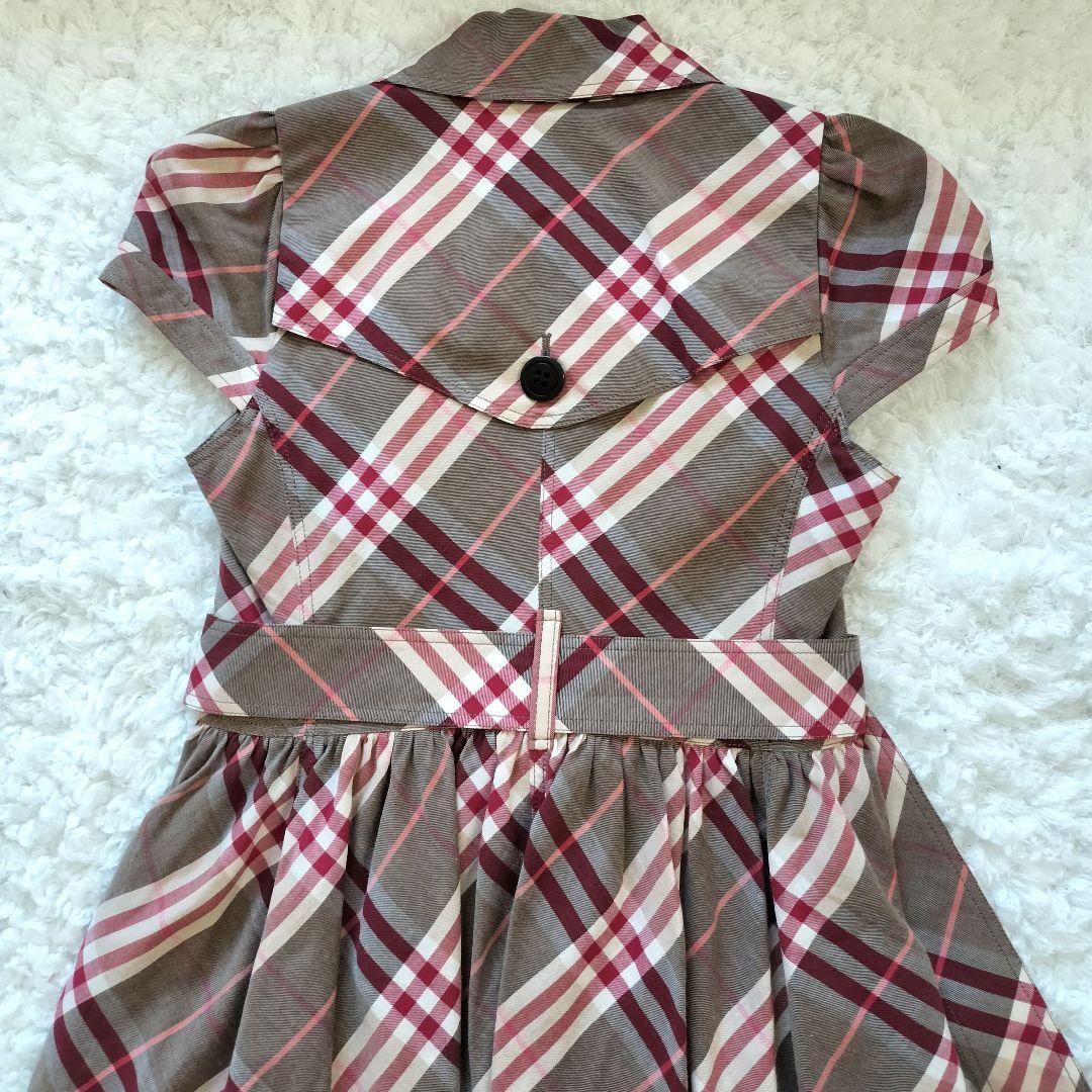 レア バーバリーブルーレーベル ワンピース チェック ロゴボタン ベルト 36
