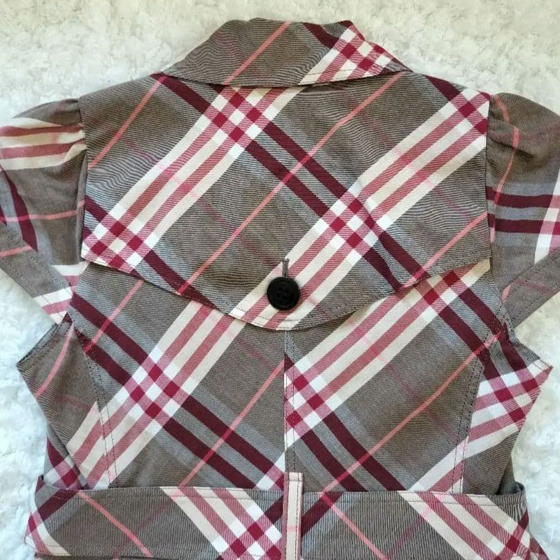 レア バーバリーブルーレーベル ワンピース チェック ロゴボタン ベルト 36