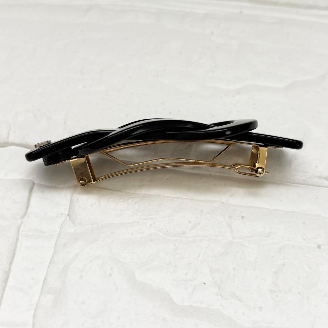 【美品】アレクサンドル ドゥ パリ バレッタ ブラック　ループ　リボン風