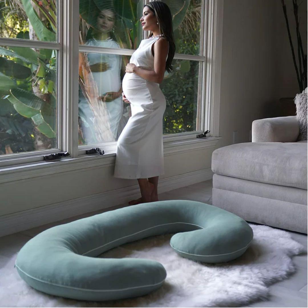 オーガニック妊娠枕 C字型 授乳枕 グリーン 抱き枕 大きい 快適