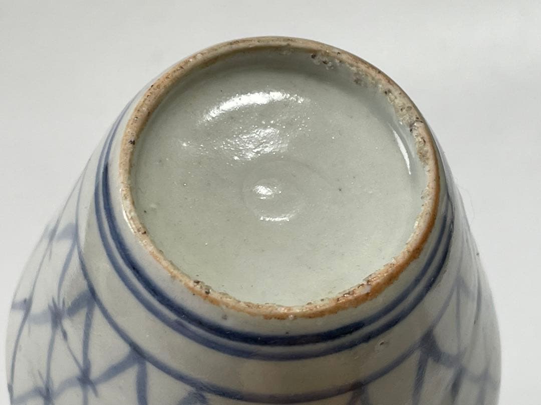 骨董　古伊万里　アンティーク　染付　網代文様　網文様　蕎麦猪口　酒器　初期伊万里