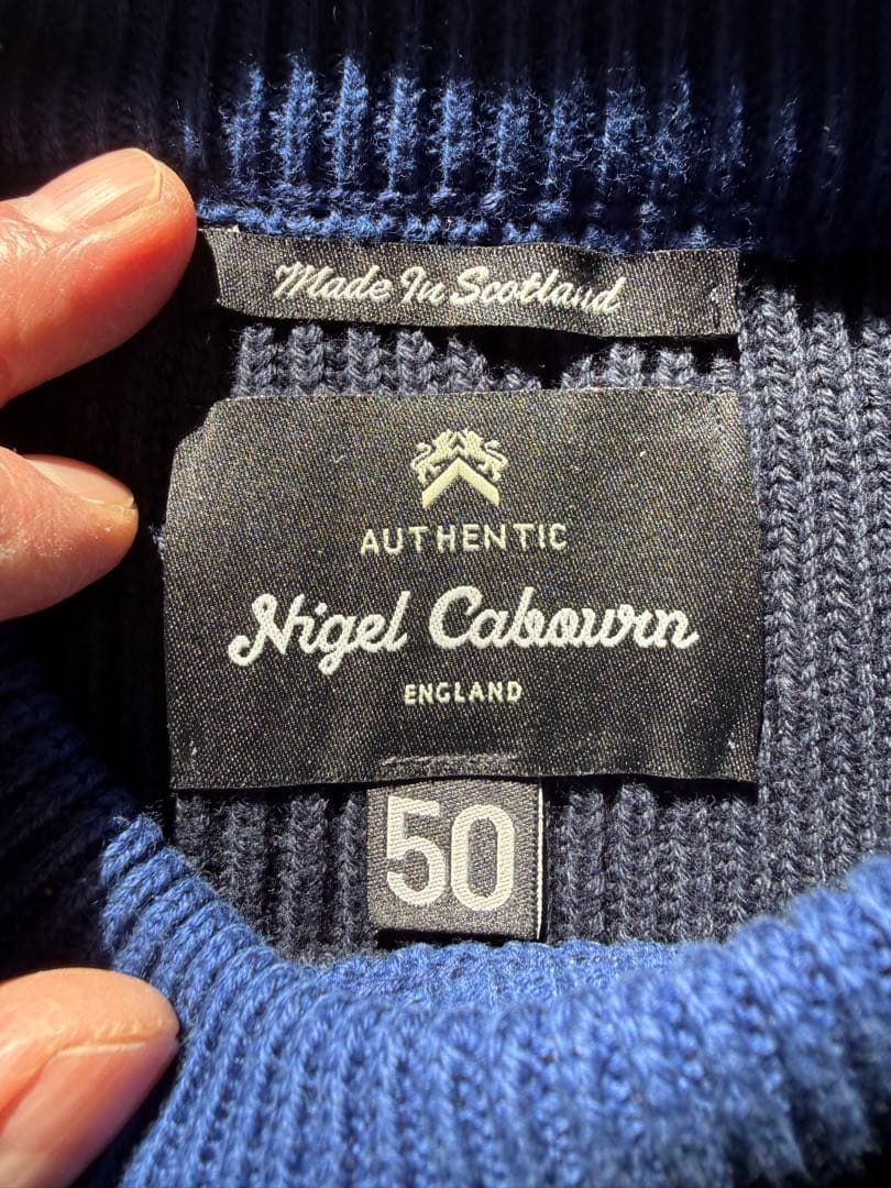 トップス Nigel Cabourn COTTON KNIT SWEAT NAVY 50