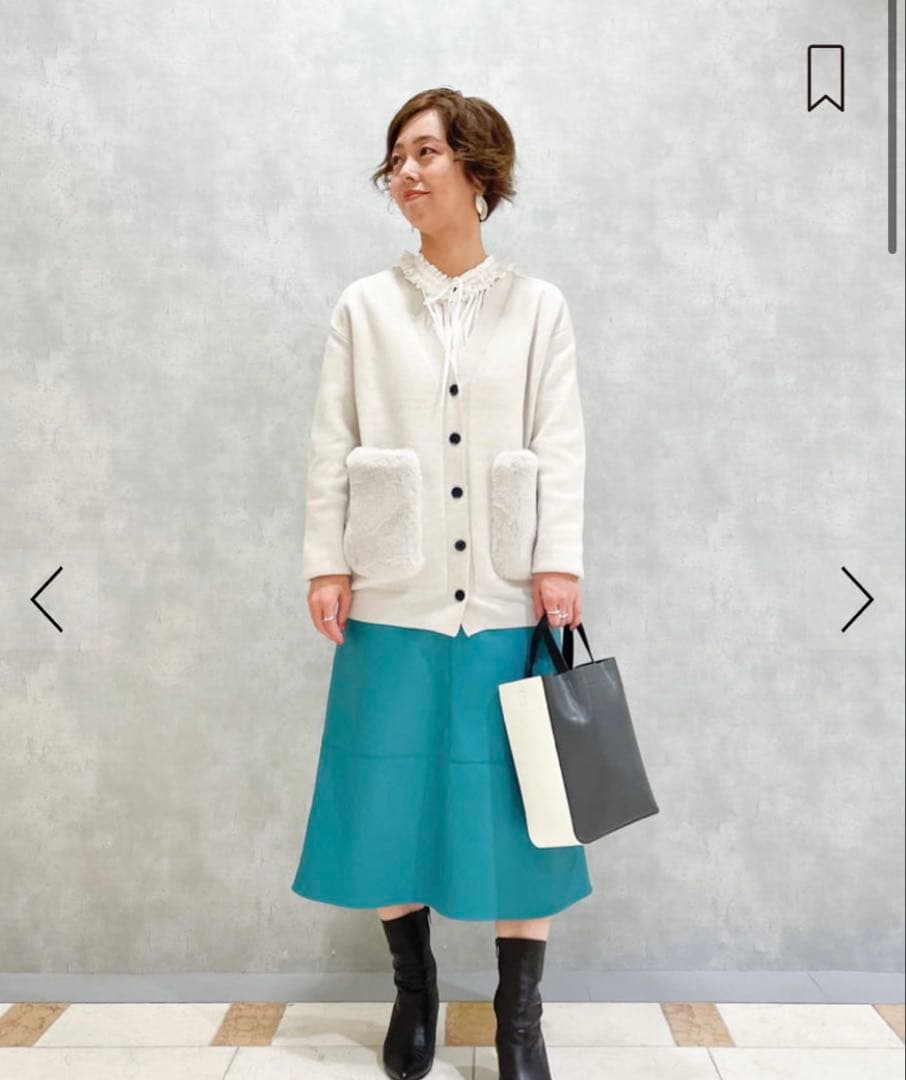 【試着のみ】Ballsey ミラノリブ ファー ポケットカーディガン