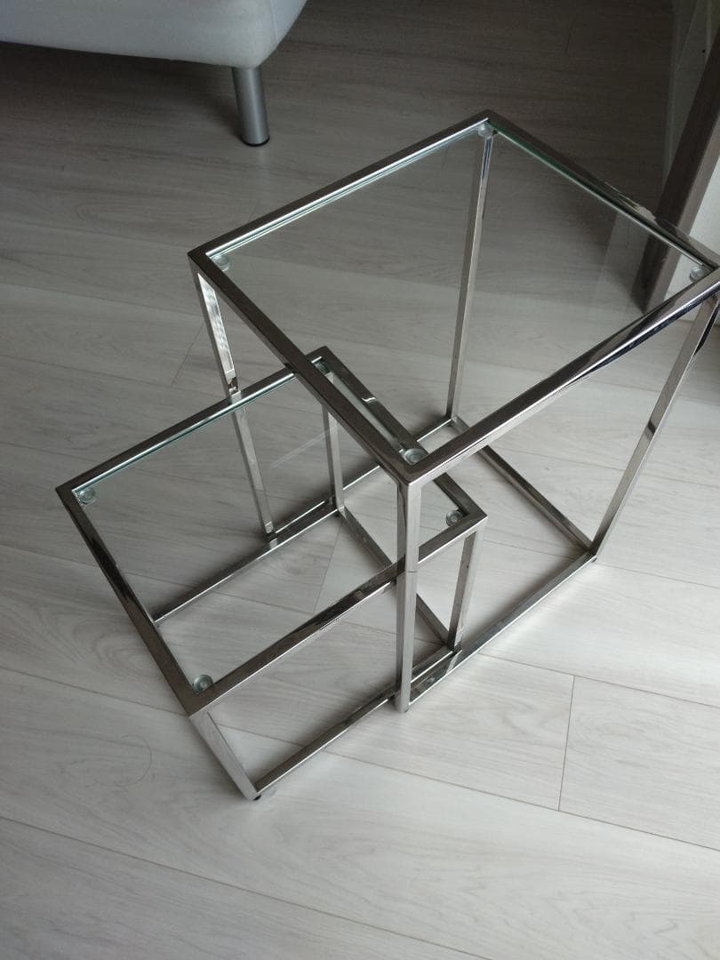 Francfranc レーヌ ネストテーブル S クリア×シルバー