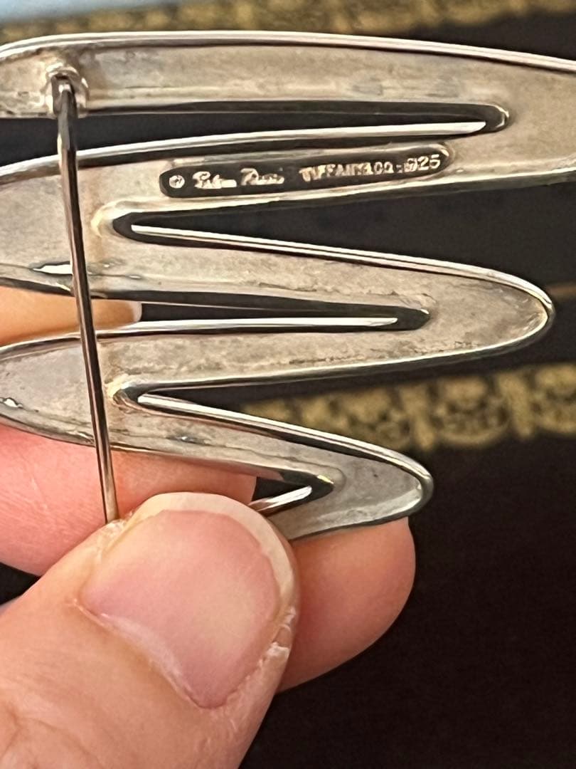 ティファニー パロマピカソ　スクリブル　ジグザグブローチ　ラージサイズ　シルバー
