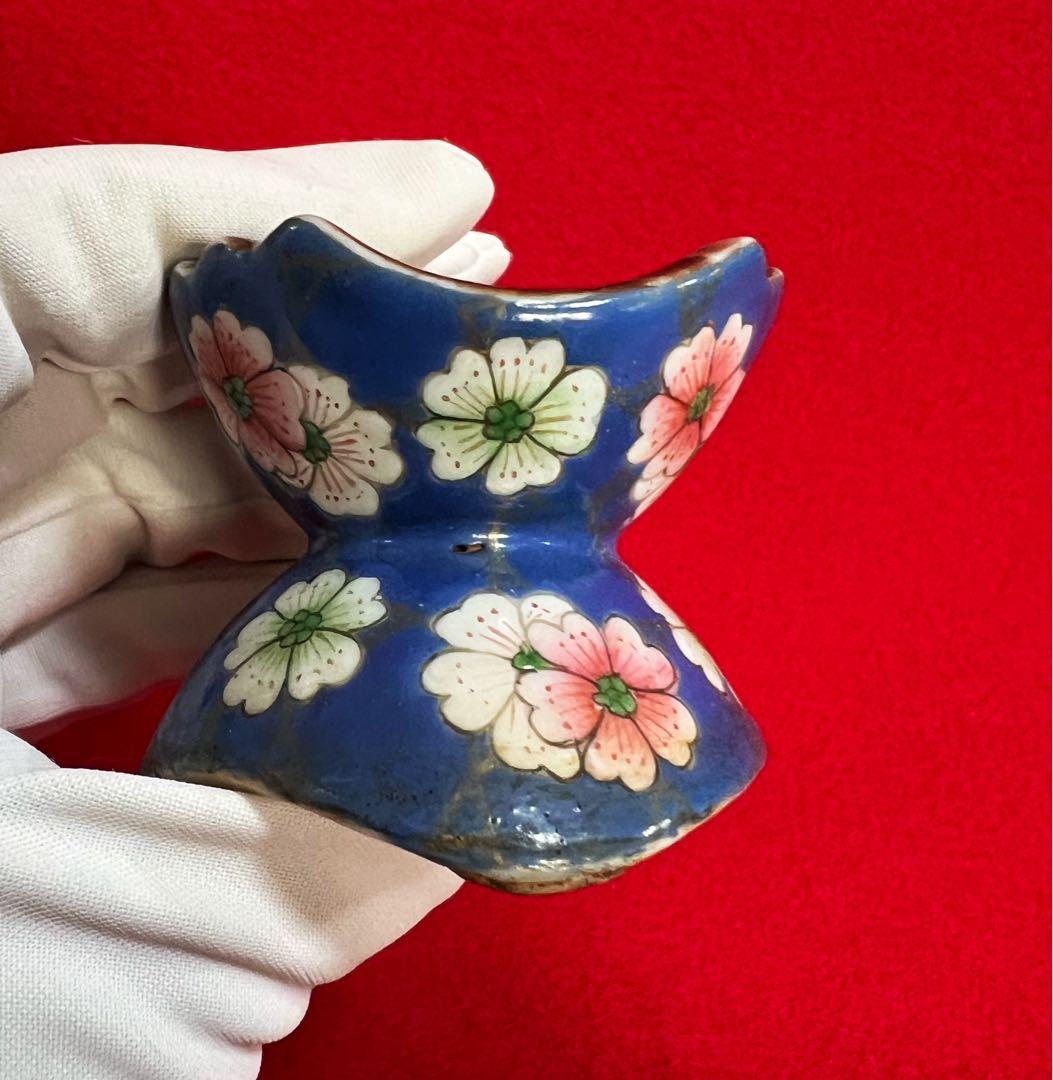 古美術 古玩 骨董品 十錦手櫻模樣蓋置 嘉慶年製　茶道具