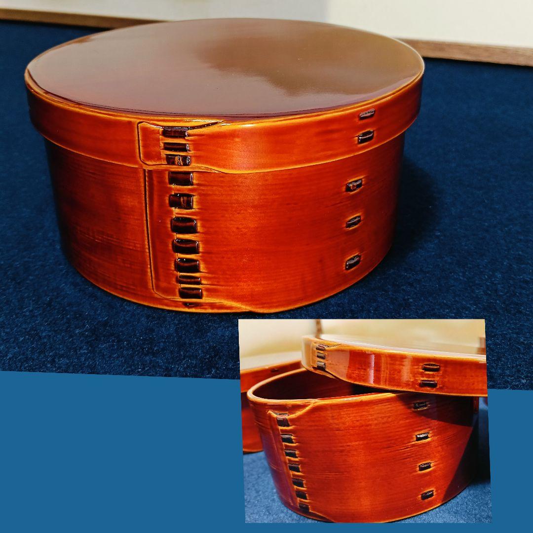 AN10 春慶 曲わっぱ 丸重 五客 蓋付弁当箱 木製漆器 紙箱 美品