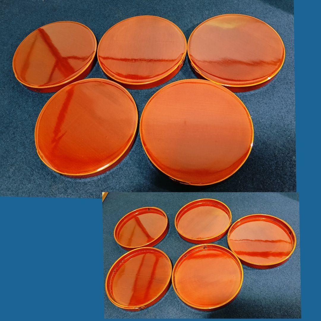 AN10 春慶 曲わっぱ 丸重 五客 蓋付弁当箱 木製漆器 紙箱 美品