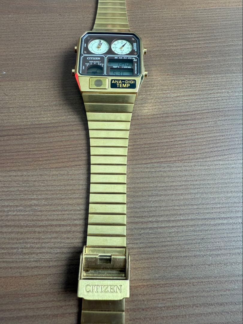 CITIZEN レコードレーベル アナデジ テンプ 腕時計 ゴールド