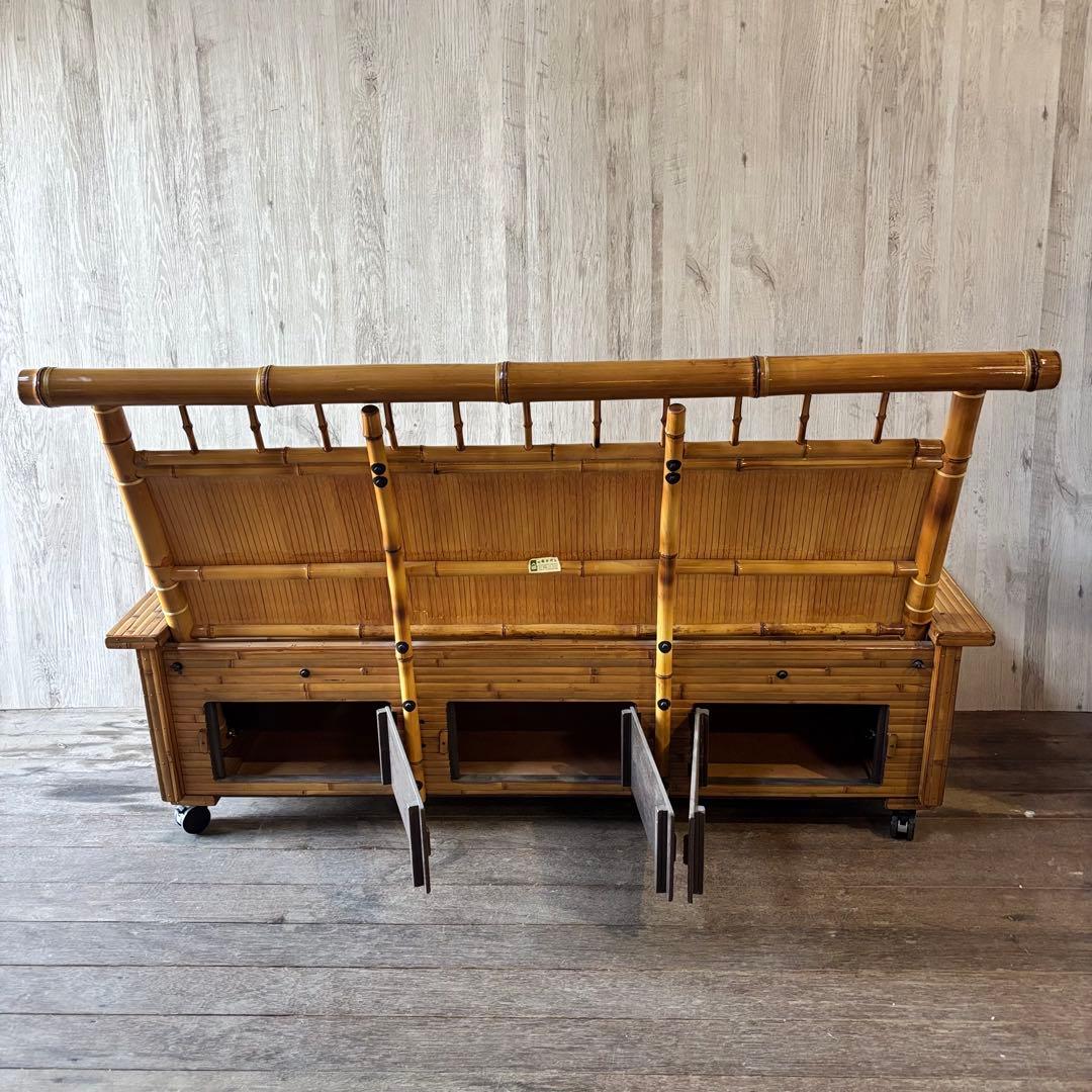 梅里竹芸 ソファ 竹製 健康椅子 長椅子 竹家具 キャスター付き 和風