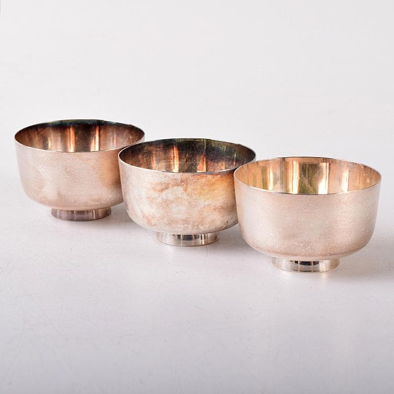 ウスヰ謹製　純銀製　酒器　ちろり二本　酒盃三客　計約258g　共箱　FR8220