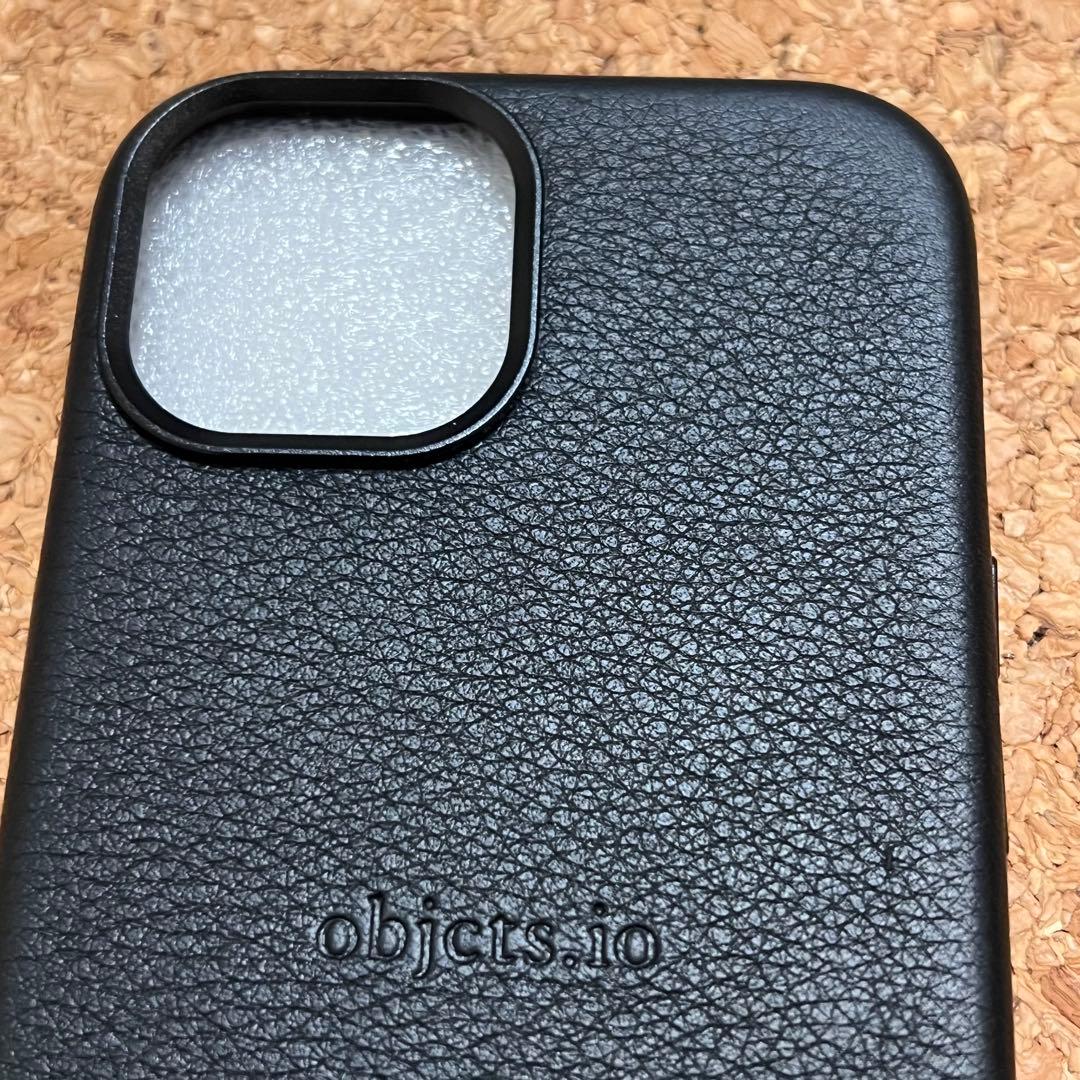 objcts.io カラビナ iPhone14ケース MagSafe レザー 黒