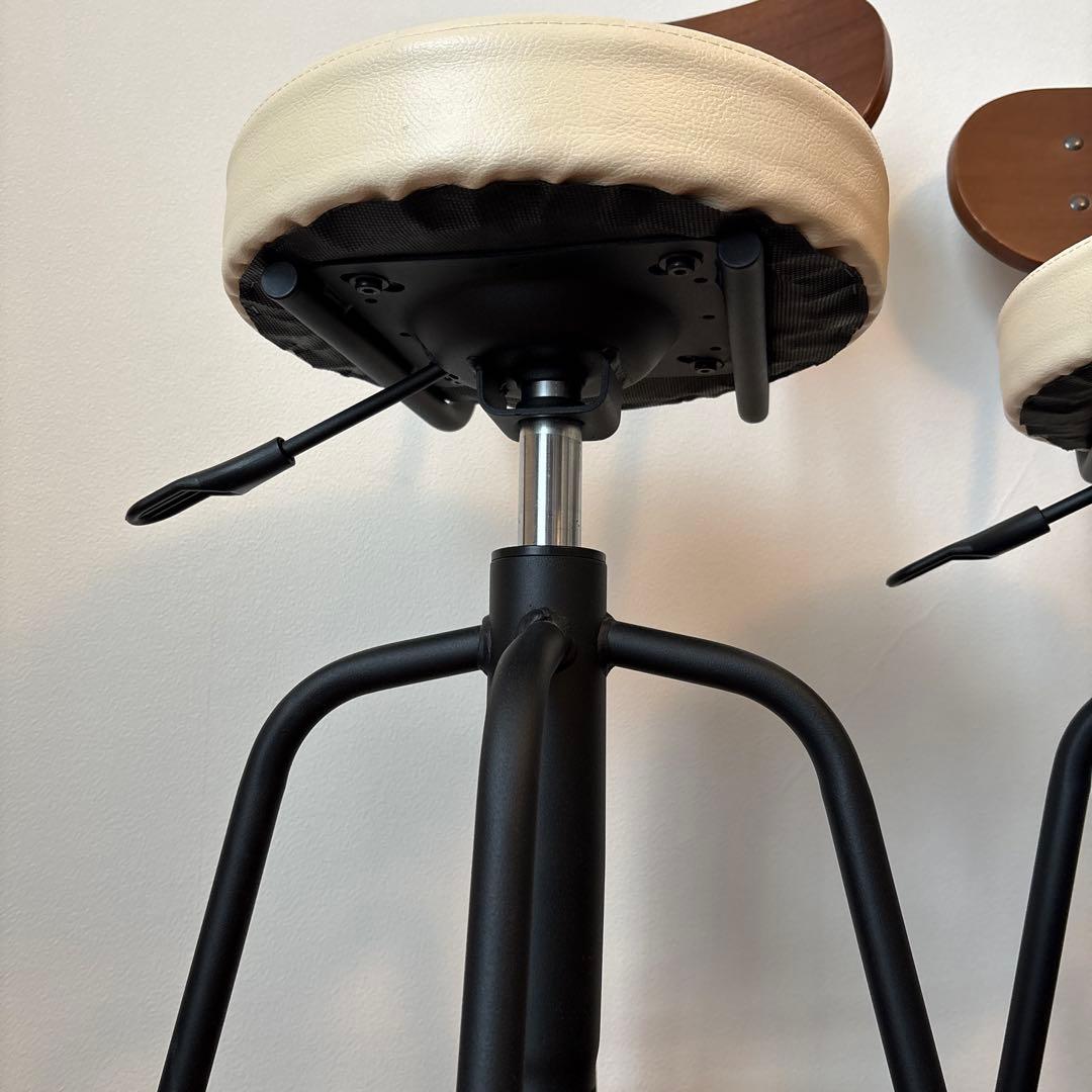 カウンターチェア2脚セット*ベージュ×ブラウン背もたれ　バーチェア スツール