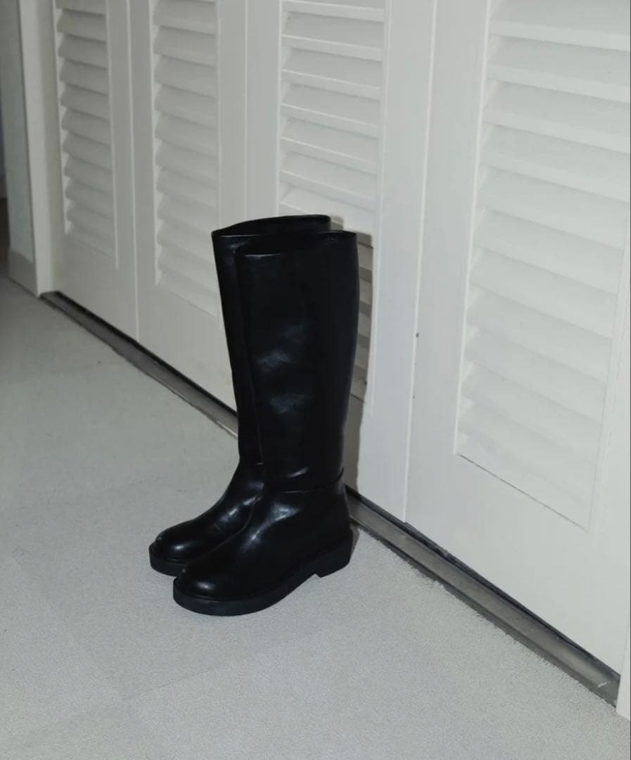 anuke アンヌーク エコレザーロングブーツ ブラック　37