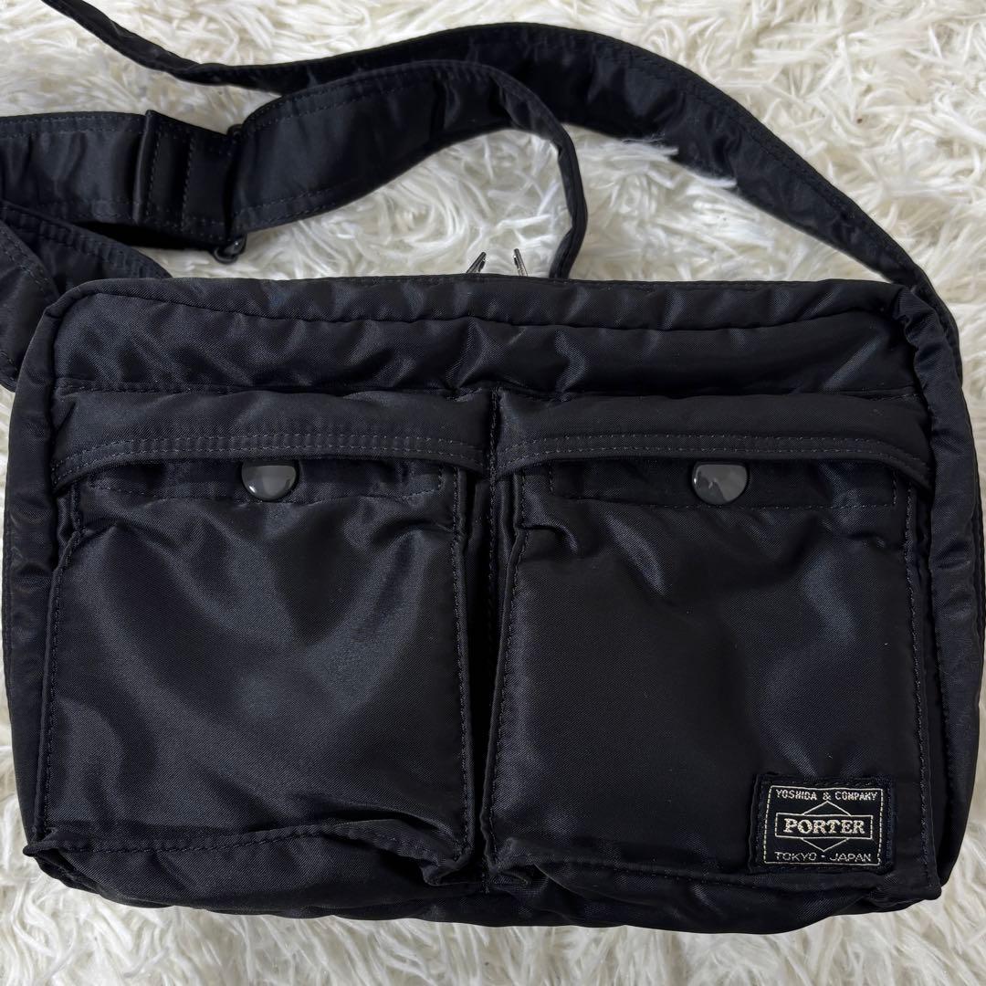 【美品】 PORTER ポーター タンカー ショルダーバッグ 2層 ブラック