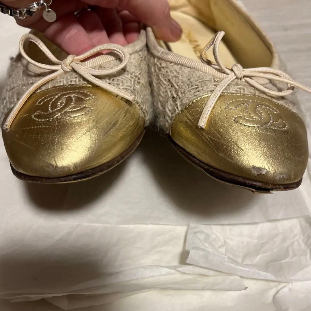 CHANEL シャネル　ツイードバレエシューズ 37サイズ