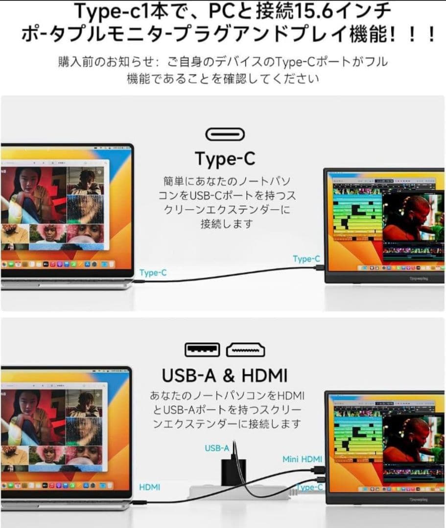 15.6インチポータブルモニターパネル モバイルモニター スピーカー内蔵 自立型