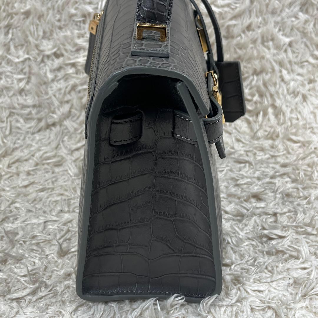 TEDDY BLAKE ショルダーバッグ 2way クロコ型押し グレー系