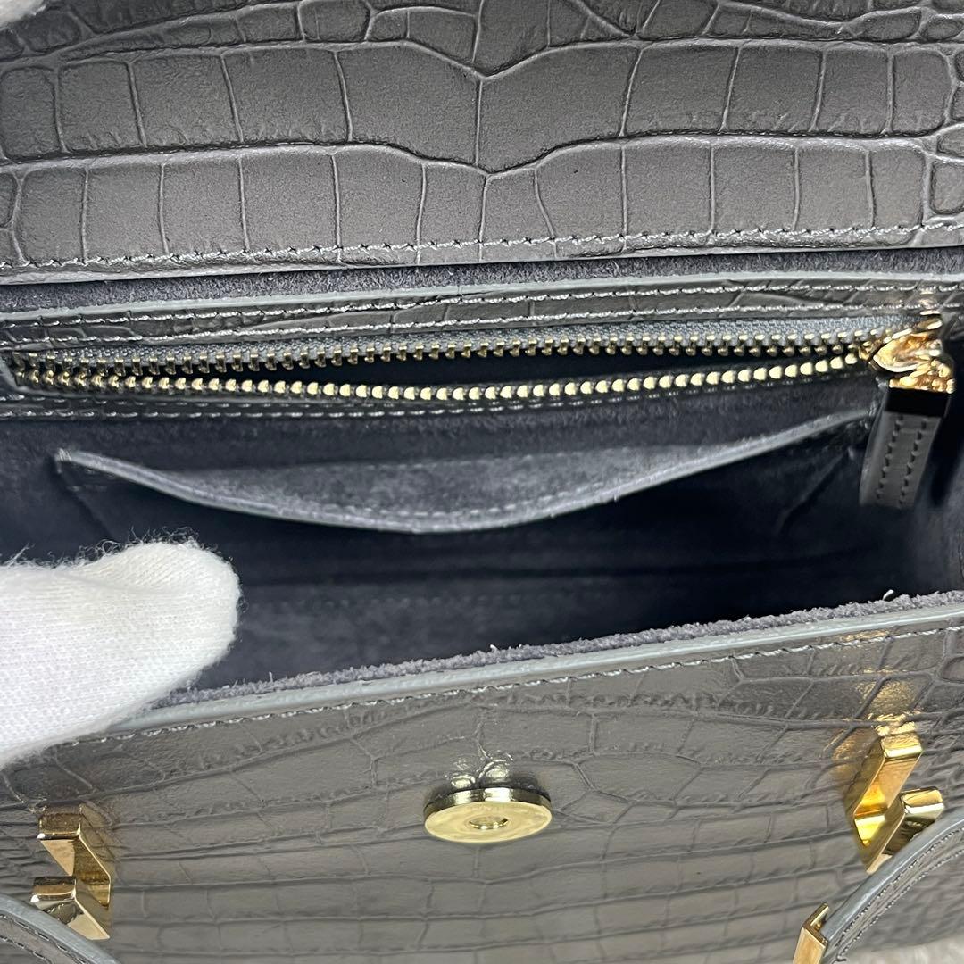 TEDDY BLAKE ショルダーバッグ 2way クロコ型押し グレー系