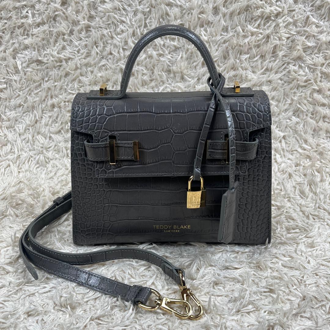 TEDDY BLAKE ショルダーバッグ 2way クロコ型押し グレー系