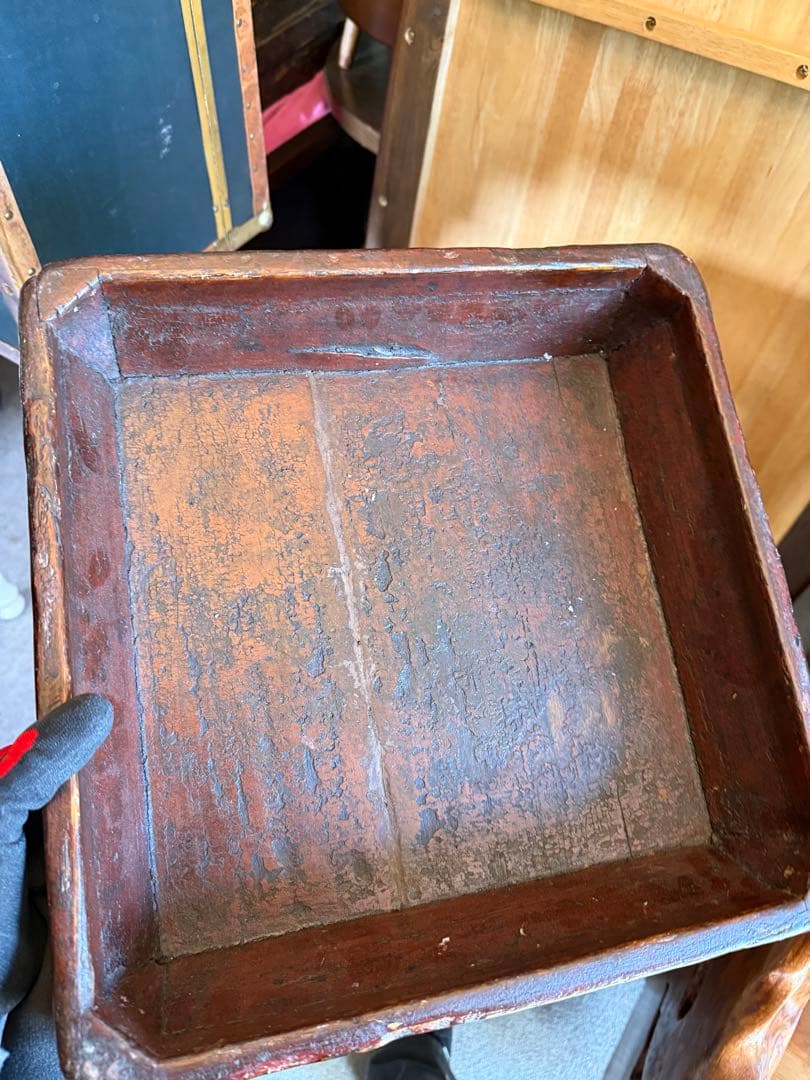 明治〜昭和初期 朱塗り木箱 大型 アンティーク古民具