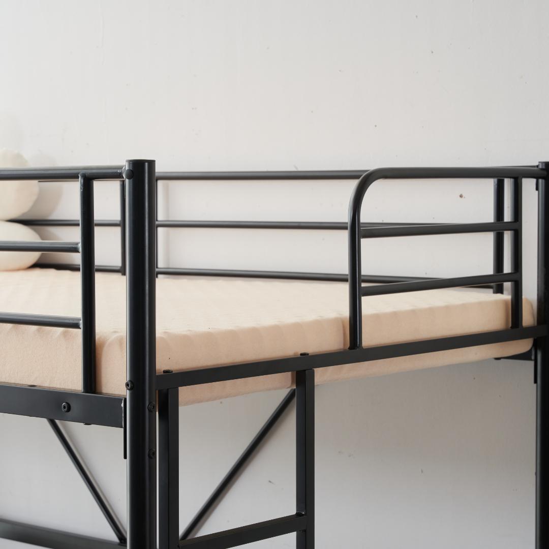 ロフトベッド パイプベッド（S）北欧風デザイン安定構造・耐震設計　BLACK
