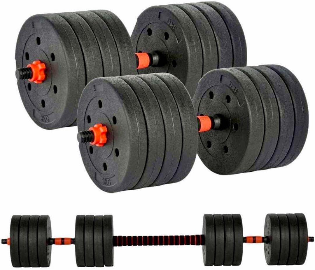 計50kg／バーベルにもなるダンベル 可変式プレート｜25kg×2個セットa4