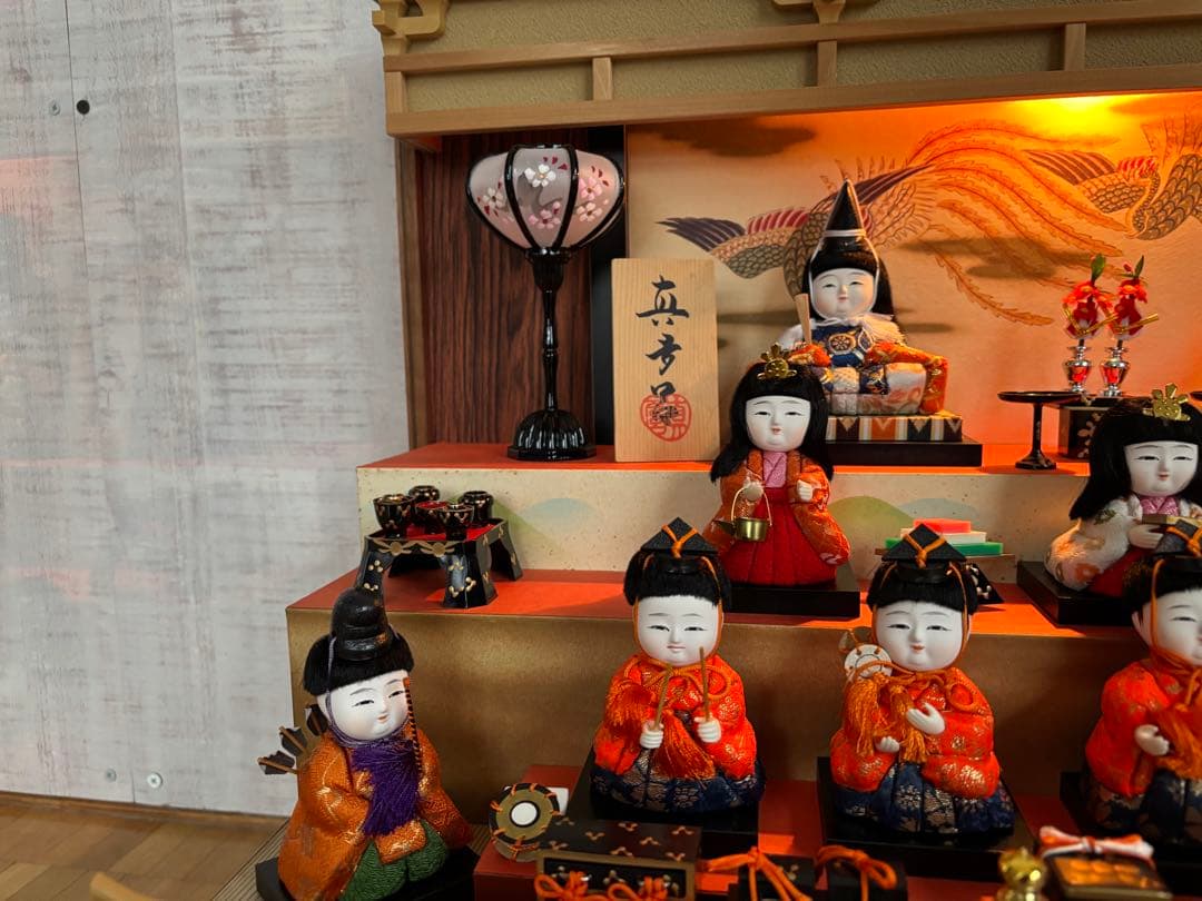 摩多呂雛人形 ガラスケース付き電気、オルゴール付き