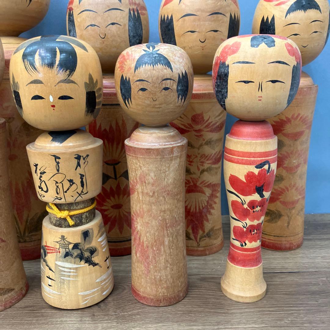 D-2 昭和レトロ 伝統こけし 11体セット 鳴子系 作家物 富士五湖 置物